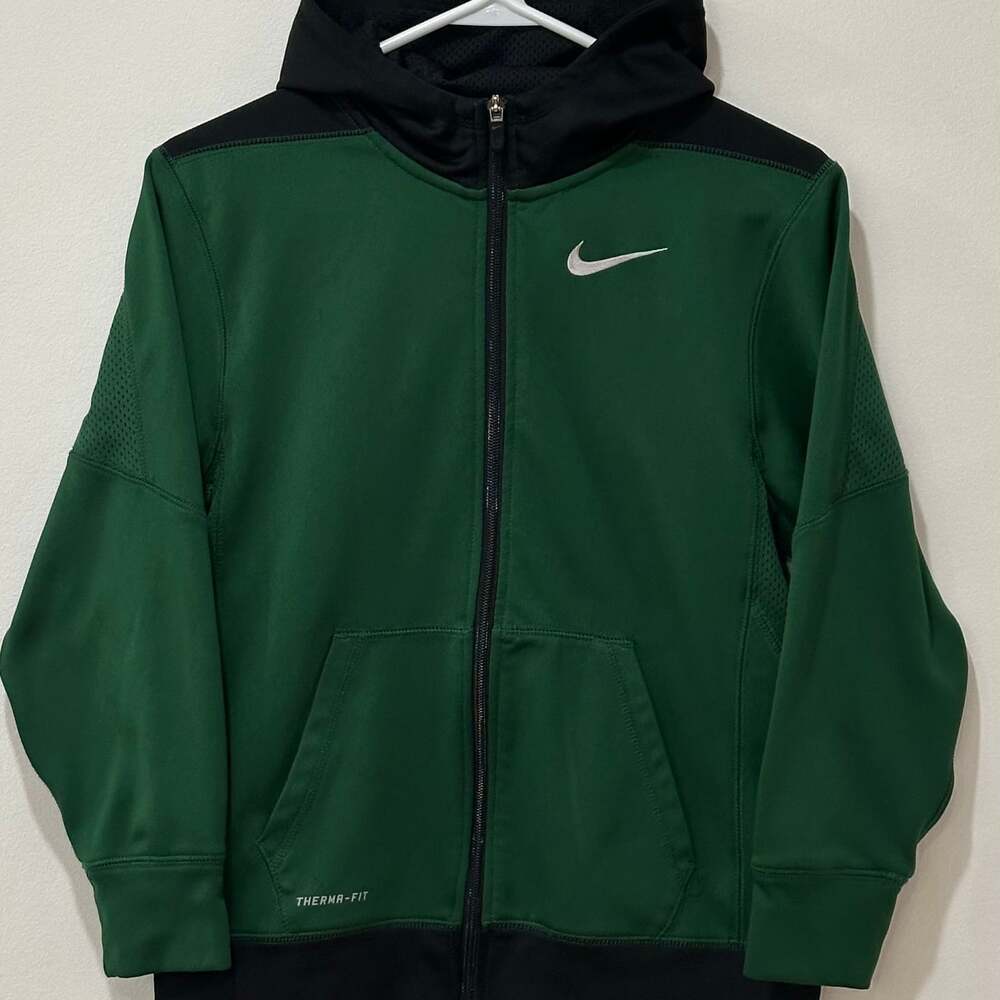Nike Kids’ Green Therma-FIT Full-Zip Fleece Lined Jacket Medium